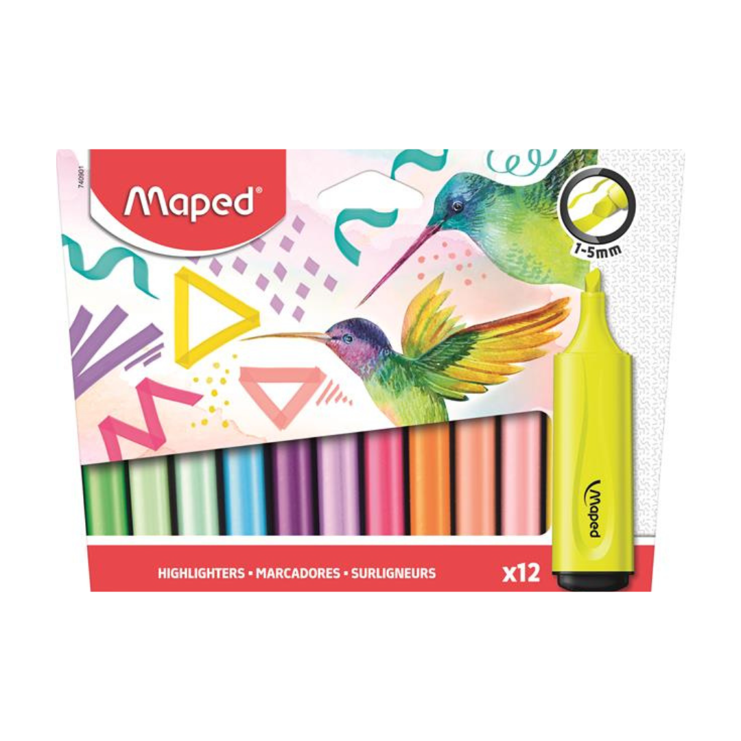 MAPED Fluo Peps Assorted Szövegkiemelő Készlet – 12 Szín (1-5 mm)