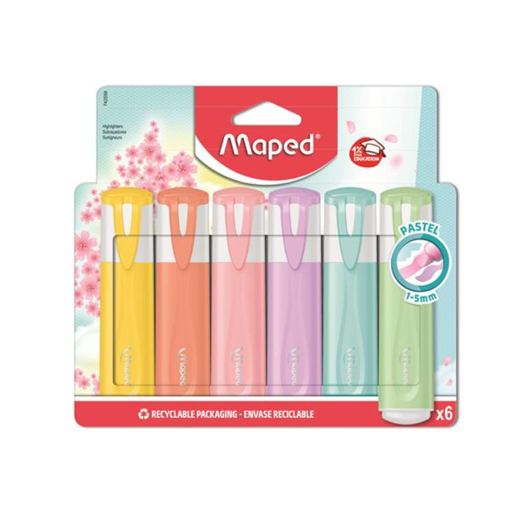 MAPED Fluo Peps Quality Pasztell Szövegkiemelő Készlet – 6 Szín (1-5 mm)