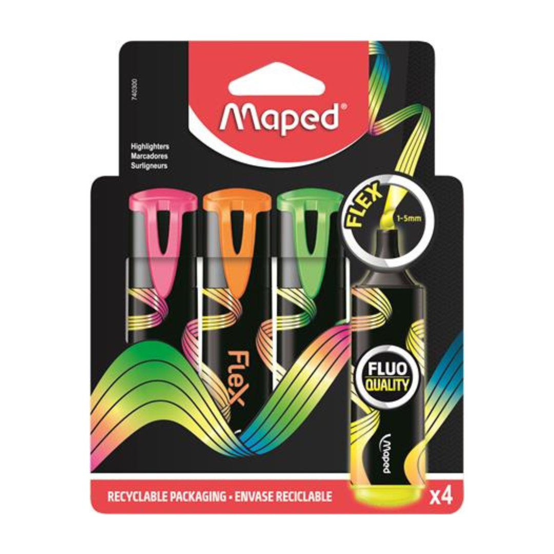MAPED Fluo Peps Flex Szövegkiemelő Készlet – 4 Szín (1-5 mm)