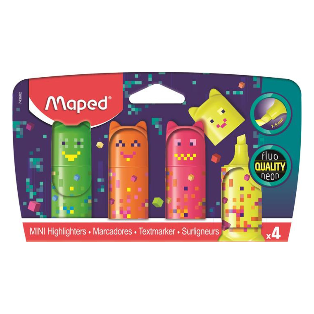 MAPED Pixel Party Mini Szövegkiemelő Készlet – 4 Szín (1-5 mm)