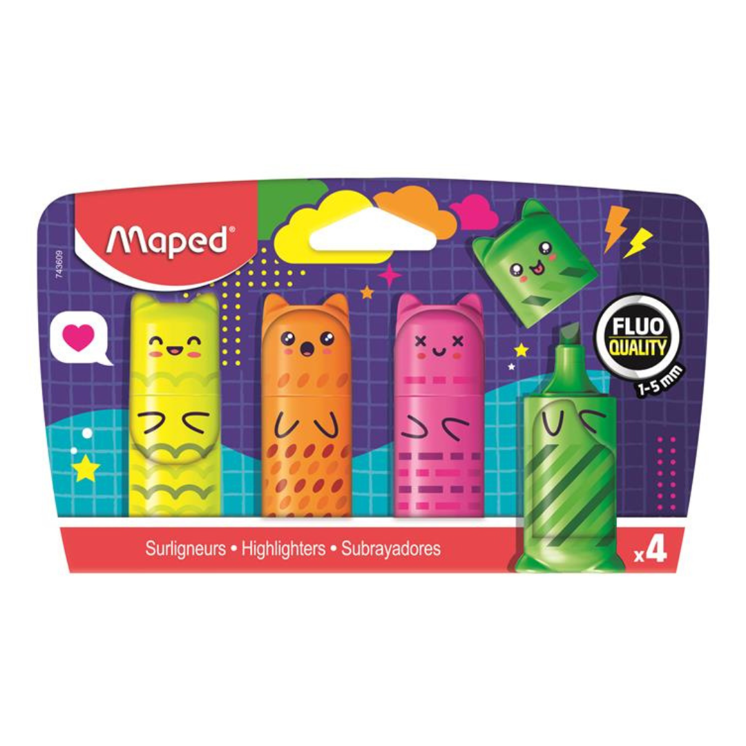 MAPED Fluo Peps Mini Kawaii Szövegkiemelő Készlet – 4 Szín (1-5 mm)
