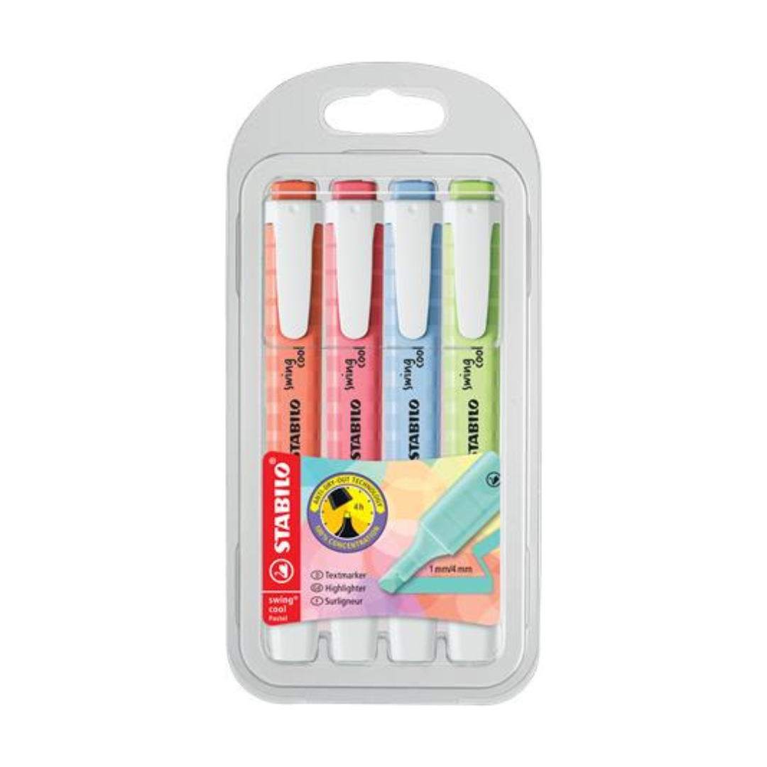 STABILO Swing Cool Pastel Szövegkiemelő Készlet – 4 Szín (1-4 mm)