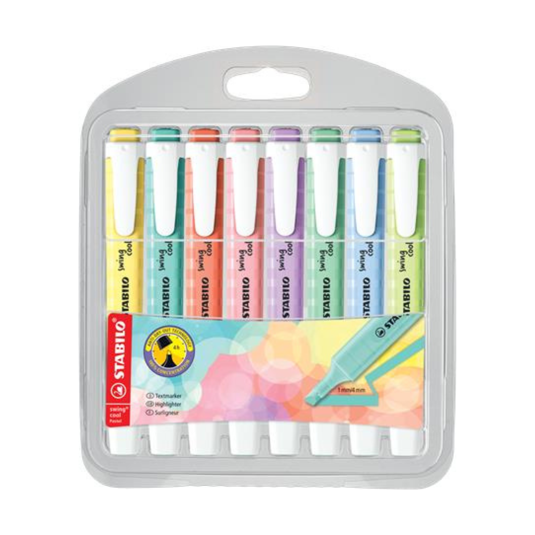 STABILO Swing Cool Pastel Szövegkiemelő Készlet – 8 Szín (1-4 mm)