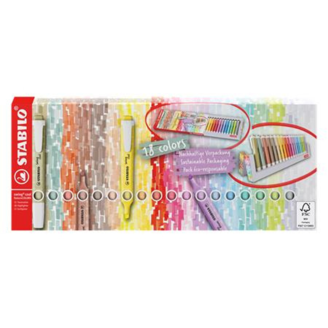 STABILO Swing Cool Asztali Szövegkiemelő Készlet – 18 db-os (1-4 mm)