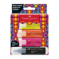 FABER-CASTELL Glassy Szövegkiemelő Készlet – 3 Neon Szín + Fekete