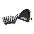 UNI Posca Pouch PC-5M Dekormarker készlet – 1,8-2,5 mm, 8 különböző szín, tartóval