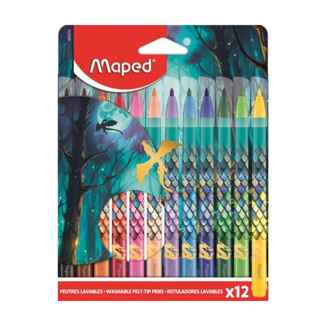 MAPED Dragon Sárkány Kimosható Filctoll Készlet – 12 Szín (2,8 mm)