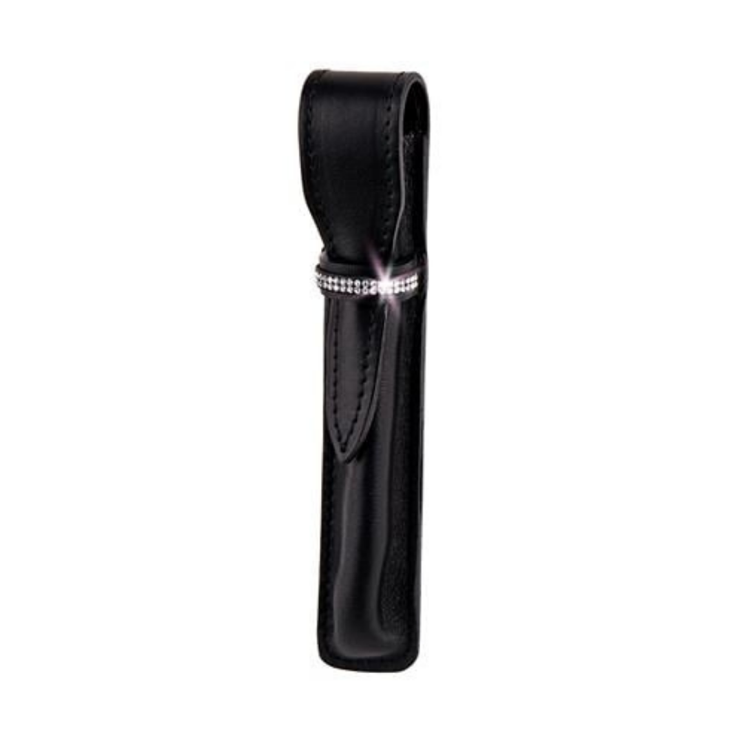 ART CRYSTELLA Tolltok – fekete, bőr, 2 sor fehér SWAROVSKI® kristállyal, 16cm