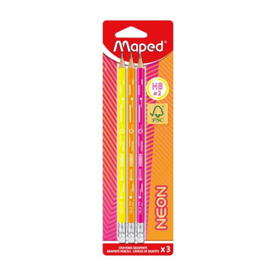 MAPED Black'Peps Neon grafitceruza radírral (HB) - 3db