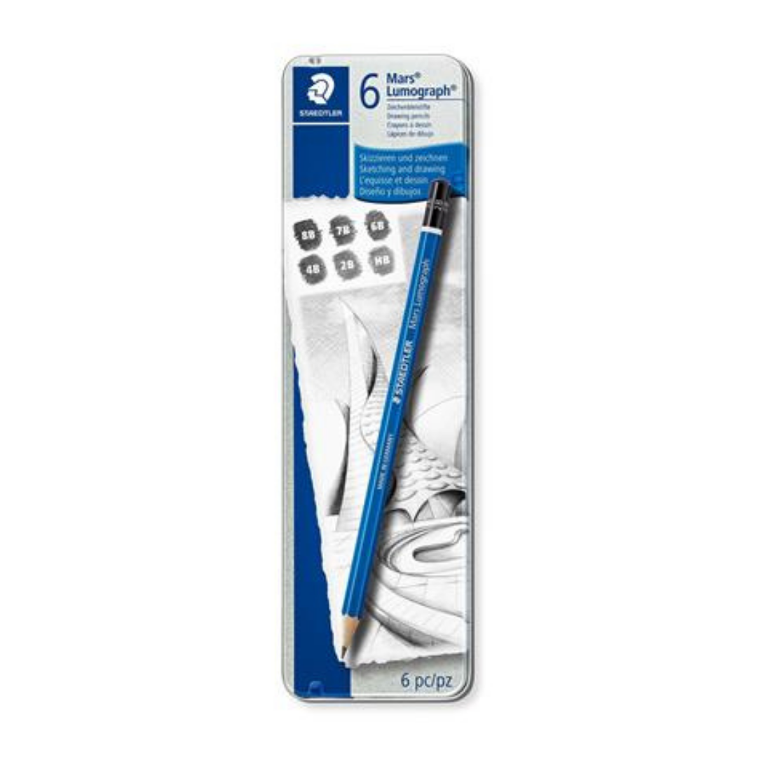 STAEDTLER Mars Lumograph 100 grafitceruza készlet fém dobozban, 6 db