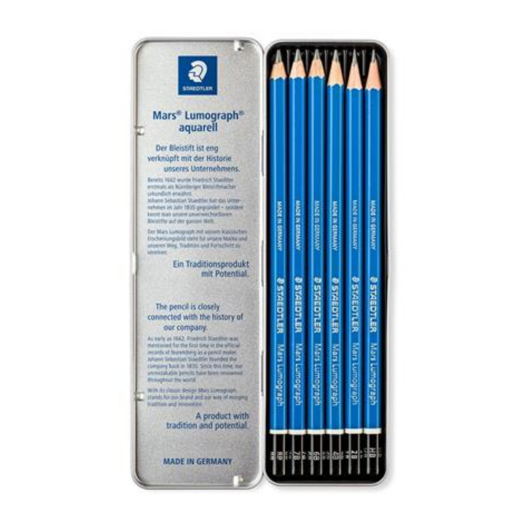 STAEDTLER Mars Lumograph 100 grafitceruza készlet fém dobozban, 6 db