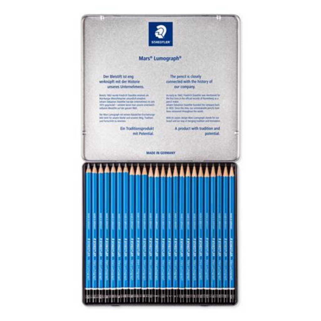 STAEDTLER Mars Lumograph 100 grafitceruza készlet fém dobozban, 24 db