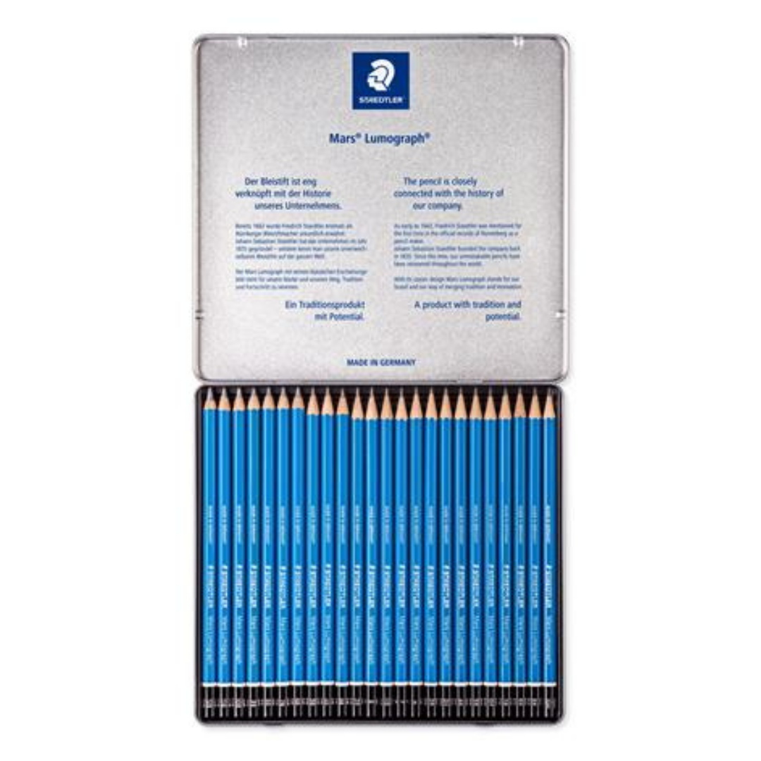 STAEDTLER Mars Lumograph 100 grafitceruza készlet fém dobozban, 24 db