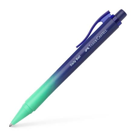 FABER-CASTELL Daily Ball Flow Golyóstoll – 1 mm, XB, nyomógombos, türkiz-kék tolltest, kék
