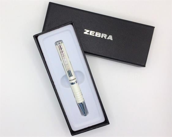 ZEBRA SL-F1 Golyóstoll – 0,24 mm, teleszkópos, metálfehér tolltest, kék