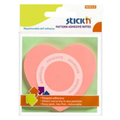 STICK N Öntapadó jegyzettömb – szív alakú, 70x70 mm, 50 lap, rózsaszín