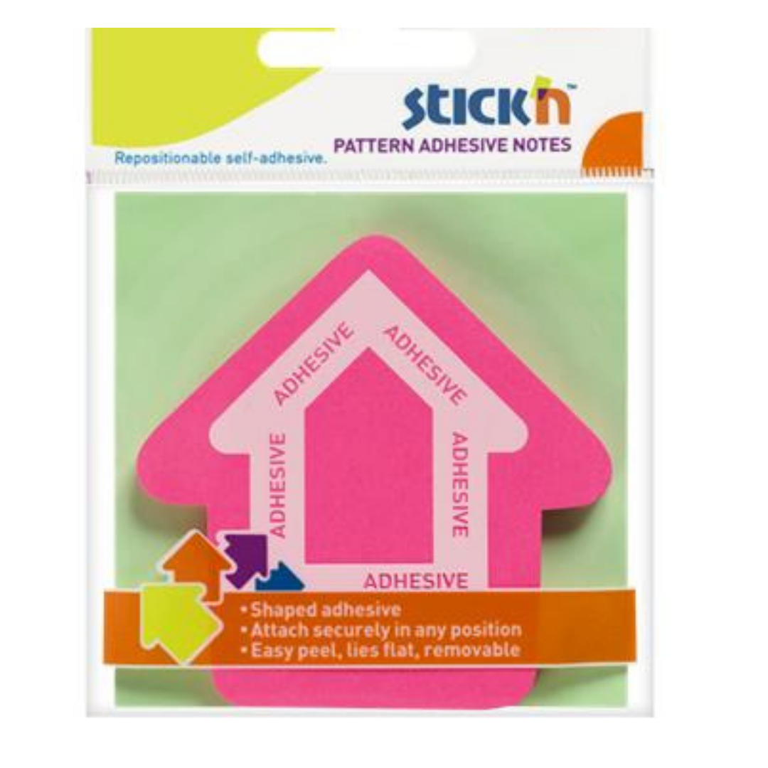 STICK N Öntapadó jegyzettömb – nyíl alakú, 70x70 mm, 50 lap, magenta