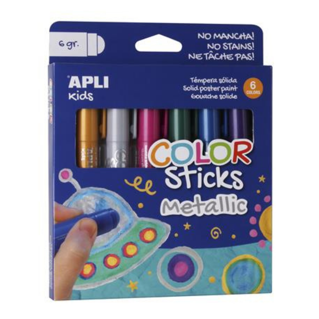 APLI Color Sticks Metallic Tempera kréta készlet – 6 különböző metál szín