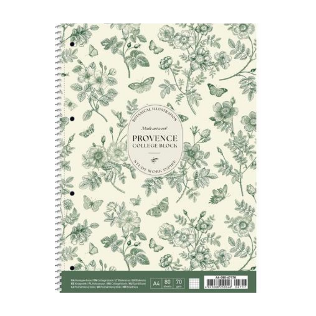 SHKOLYARYK Provence Spirálfüzet – A4+, kockás, 80 lap
